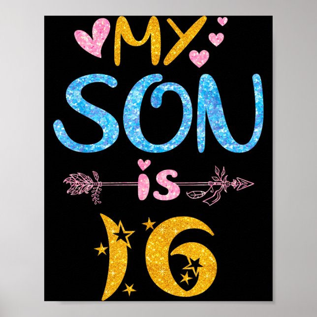 Affiche Mother father mom dad happy birthday son is 16 (Devant)