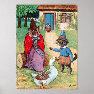 Affiche Mother Goose à la maison, Louis Wain
