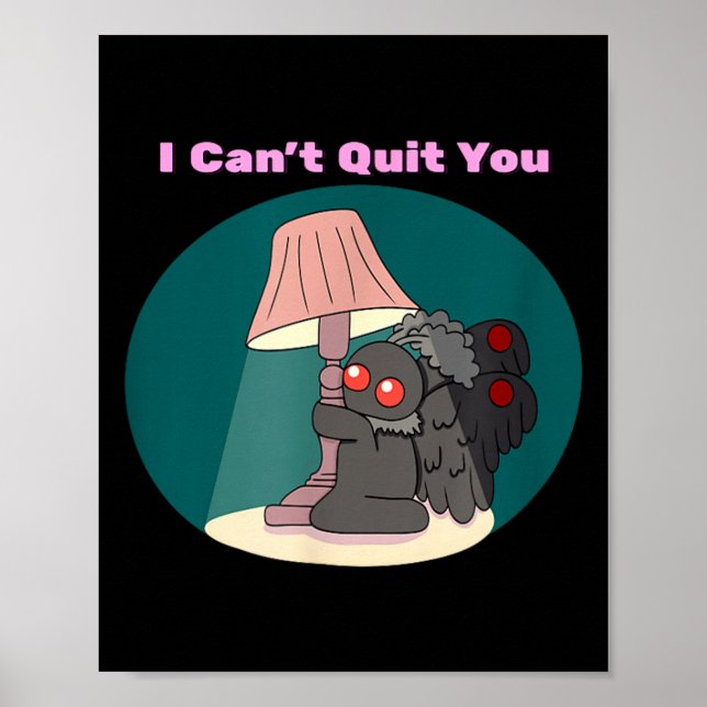 Affiche Mothman Cryptide Mignon Humour Gothique Drôle Irré (Devant)