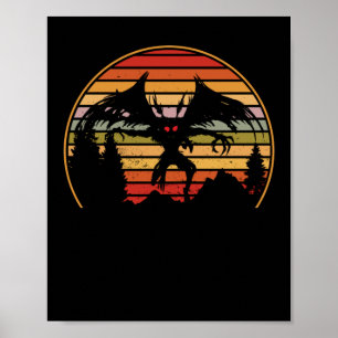 Affiche Mothman Retro Sunset Cryptid Créature