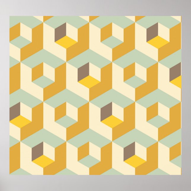 Affiche Motif 3D Honey Blue Cubes (Devant)