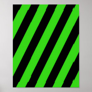 Affiche Motif à bandes diagonales vertes et noires