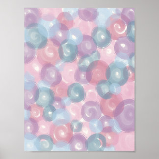 Affiche Motif à bulles brillant bleu pastel rose lavande