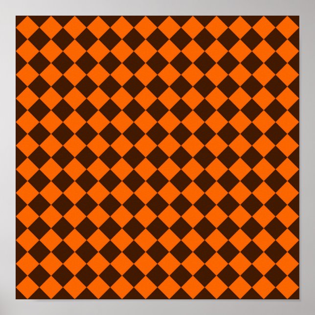 Affiche Motif à carreaux diamant marron orange (Devant)