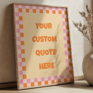 Affiche Motif à carreaux orange et rose personnalisable av