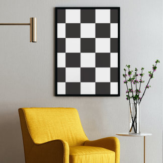 Affiche Motif À damiers noir et blanc