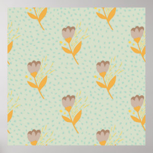 Affiche Motif à doodle fleur folk sans soudure. Main d