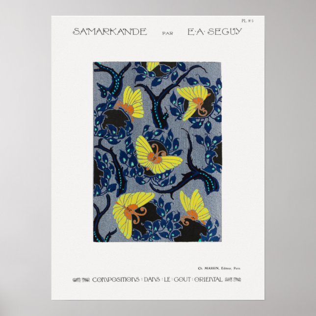 Affiche Motif à papillon dans Art Nouveau (Devant)