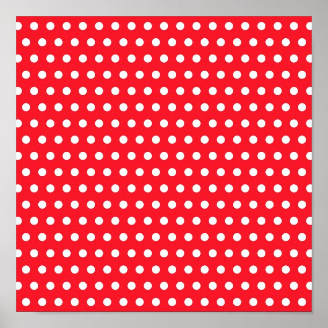 Affiche Motif à points Polka rouge et blanc. Spotty. (Devant)