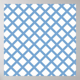 Affiche Motif à rayures diamantées arlequin bleu blanc