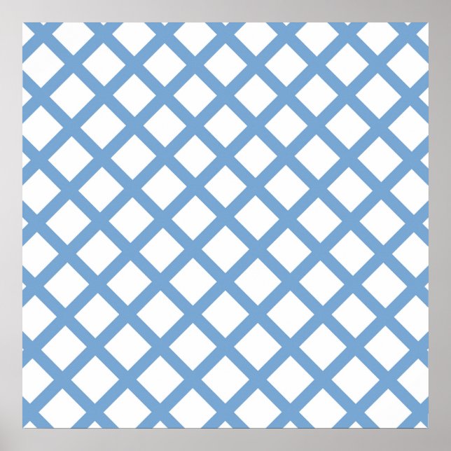Affiche Motif à rayures diamantées arlequin bleu blanc (Devant)
