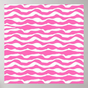 Affiche Motif à rayures tendance rose et blanc Zèbre