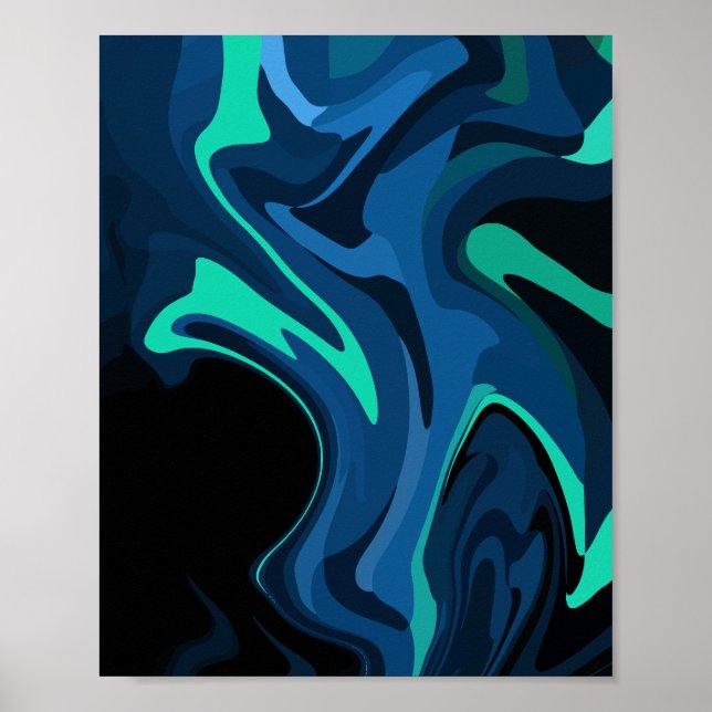 Affiche Motif Abstrait à balayage bleu foncé (Devant)