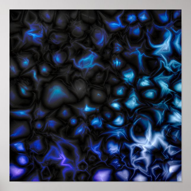 Affiche Motif Abstrait Bleu et Noir (Devant)