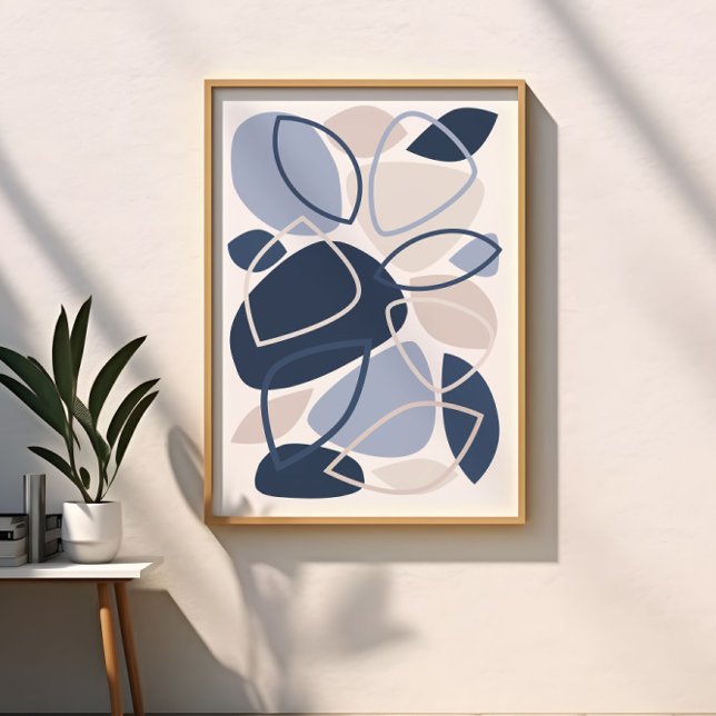 Affiche Motif Abstrait Bleu Gris Moderne (Créateur téléchargé)