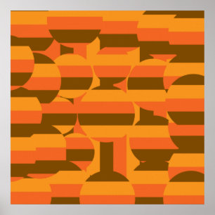 Affiche motif abstrait coloré de cercles rétro