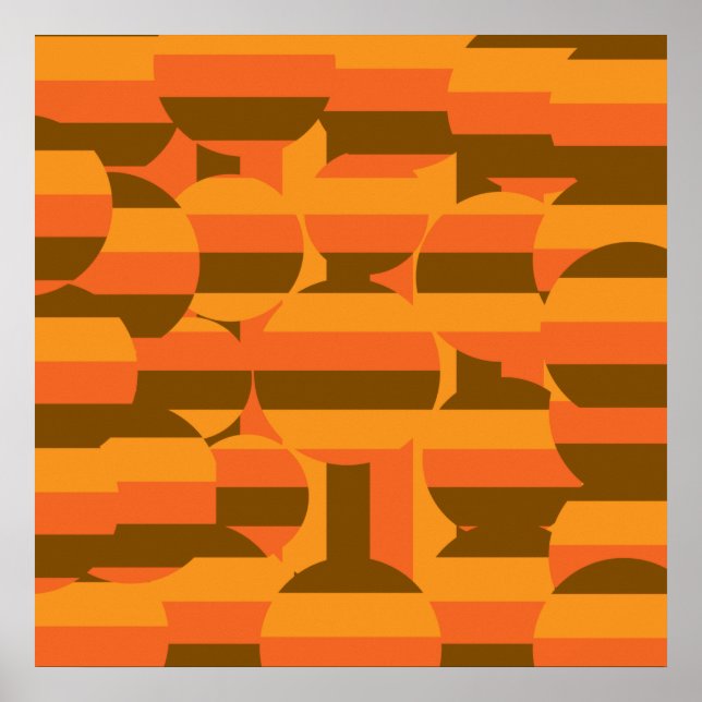 Affiche motif abstrait coloré de cercles rétro (Devant)