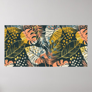 Affiche motif Abstrait créatif transparent avec p tropical