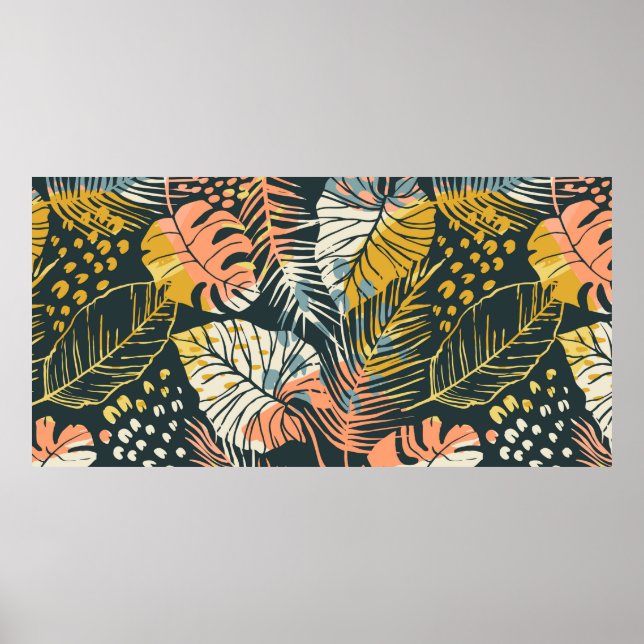 Affiche motif Abstrait créatif transparent avec p tropical (Devant)