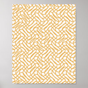 Affiche Motif Abstrait Crème Blanc Et Jaune