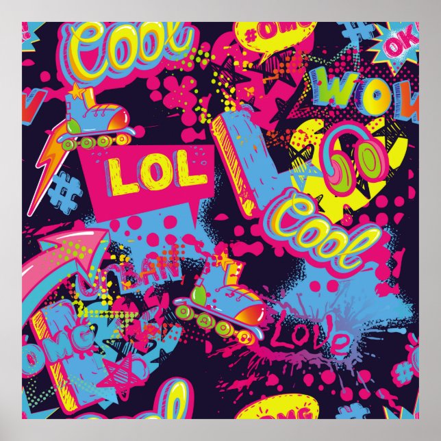 Affiche motif Abstrait d'adolescents grognon sans soudure. (Devant)