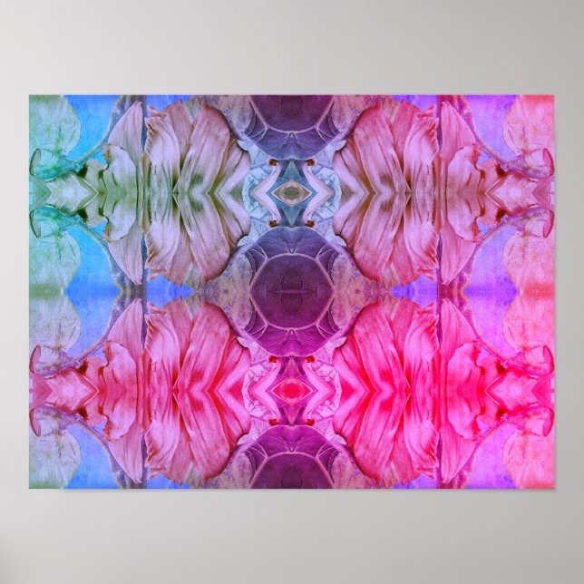 Affiche Motif Abstrait d'aquarelle rose Fille Floral Boho (Devant)