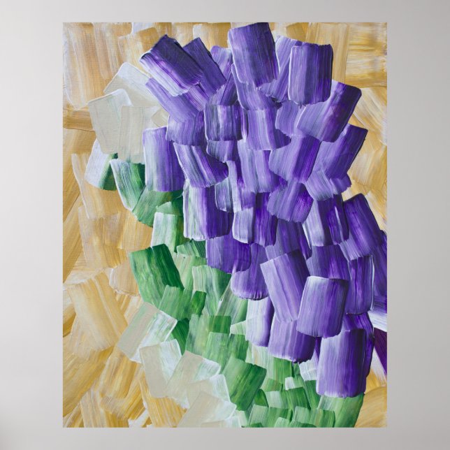Affiche Motif Abstrait de brosse violet et vert (Devant)