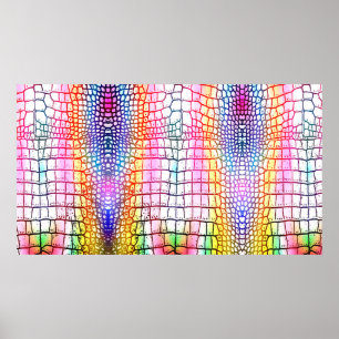 Affiche Motif abstrait de crocodile, motif coloré