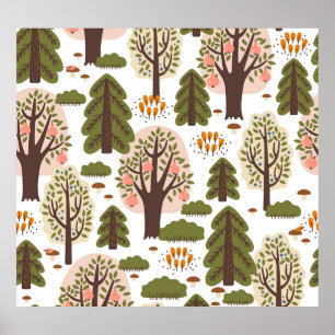 Affiche Motif Abstrait de la forêt d'automne