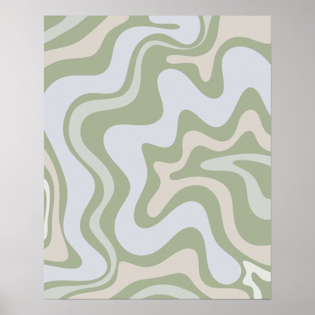 Affiche Motif Abstrait de la spirale liquide dans Sage Gre (Devant)