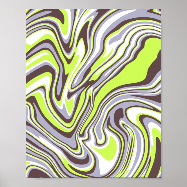 Affiche Motif Abstrait de l'onde verte (Devant)