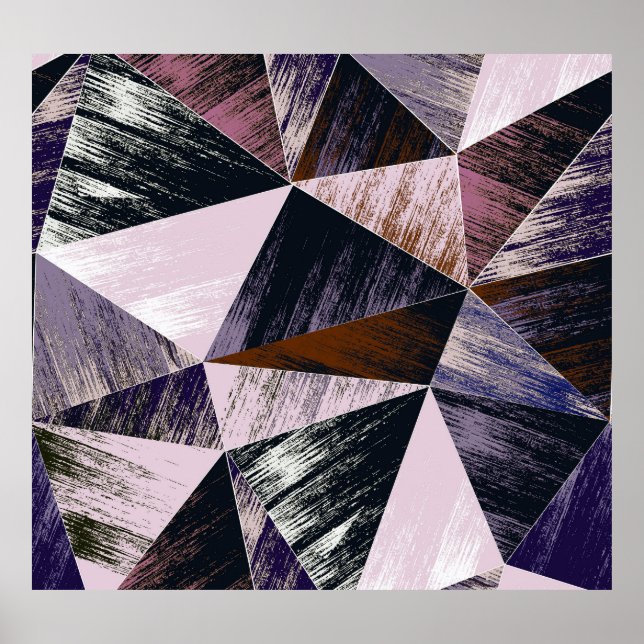 Affiche motif Abstrait en polygone, triangles colorés. (Devant)