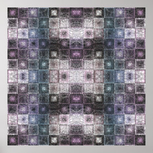 Affiche Motif Abstrait Géométrique avec Cubes en Fil de Fe