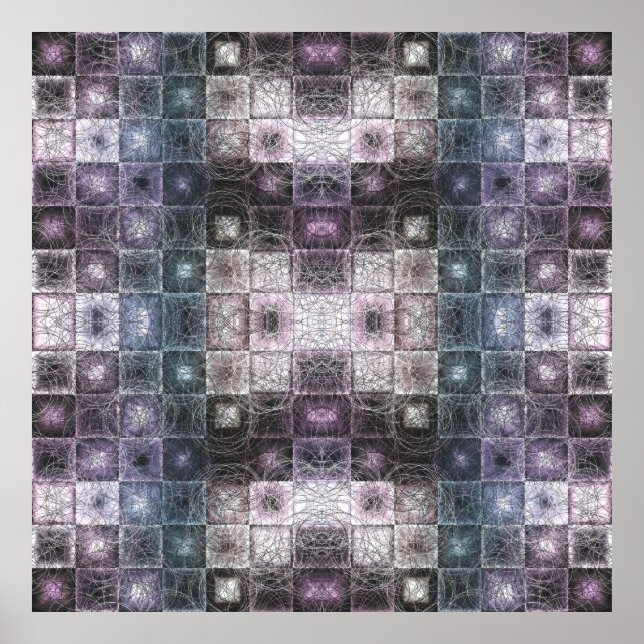 Affiche Motif Abstrait Géométrique avec Cubes en Fil de Fe (Devant)