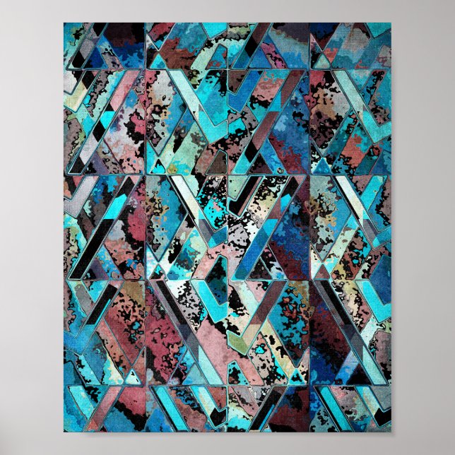 Affiche Motif Abstrait Géométrique Coloré (Devant)