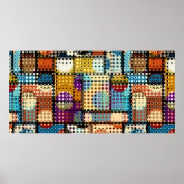 Affiche Motif abstrait géométrique dans les images de pixe (Devant)