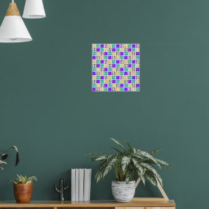 Affiche Motif Abstrait Géométrique de Carrés Colorés