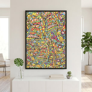 Affiche Motif Abstrait Géométrique Pastel Coloré en Forme