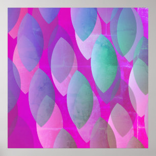 Affiche Motif Abstrait Moderne Magenta Violet Rose Turqu