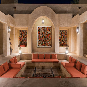 Affiche Motif Abstrait moderne Peach Orange