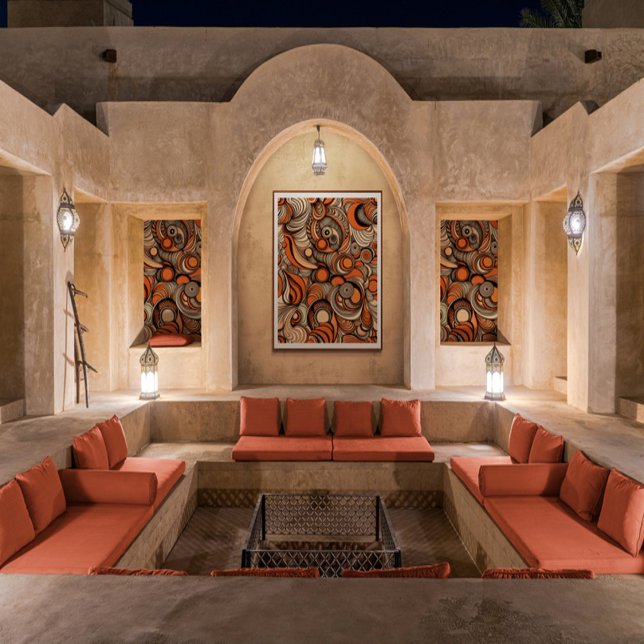 Affiche Motif Abstrait moderne Peach Orange (Créateur téléchargé)