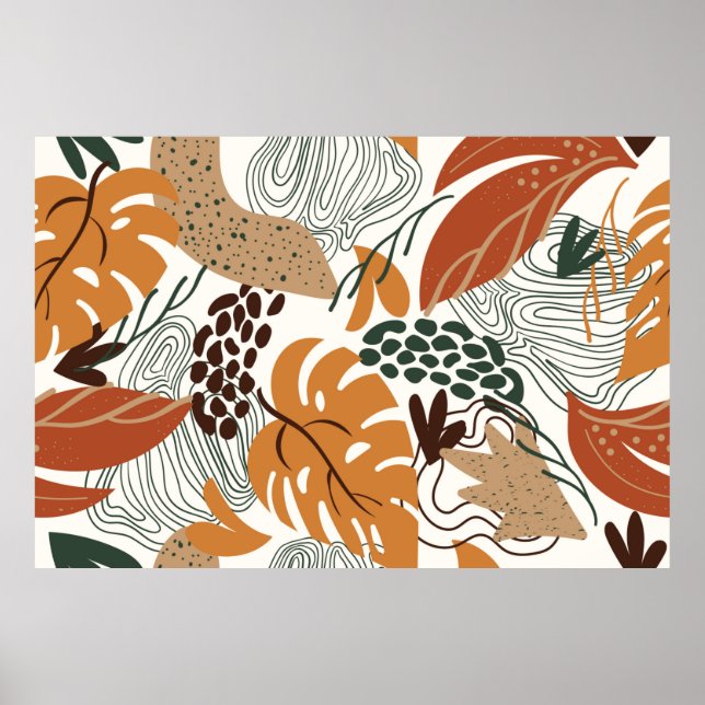 Affiche Motif abstrait naturel sans couture sur fond blanc (Devant)