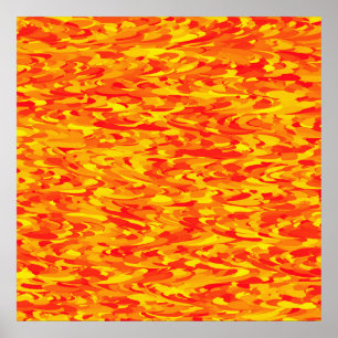 Affiche Motif Abstrait Orange Rouge Jaune