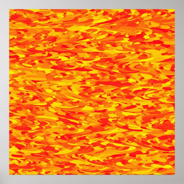 Affiche Motif Abstrait Orange Rouge Jaune (Devant)