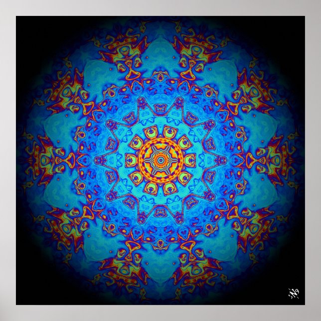 Affiche Motif abstrait psychédélique coloré (Devant)