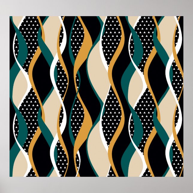 Affiche motif Abstrait rayé, coloré ondulé. (Devant)