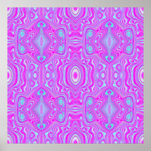 Affiche Motif Abstrait Rose Chaude et Bleu Aqua Tripant