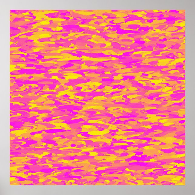 Affiche Motif Abstrait Rose Jaune Orange (Devant)