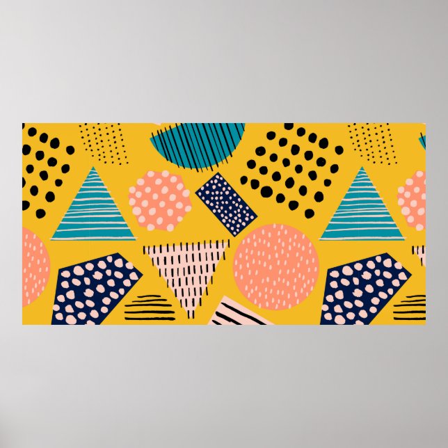 Affiche Motif abstrait sans couture avec différentes forme (Devant)