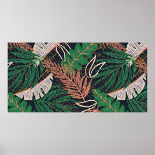 Affiche motif Abstrait sans faille avec feuilles tropicaux